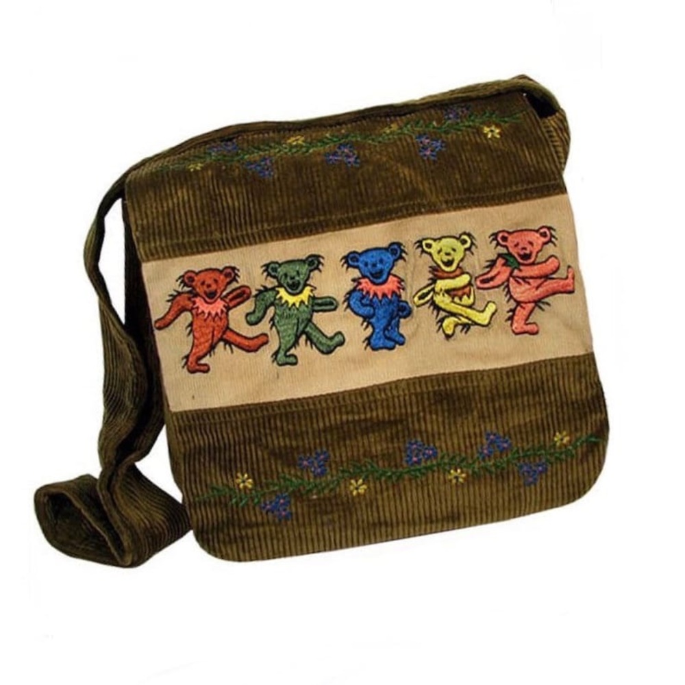 Grateful Dead Dancing Bear Corduroy Messenger Bag